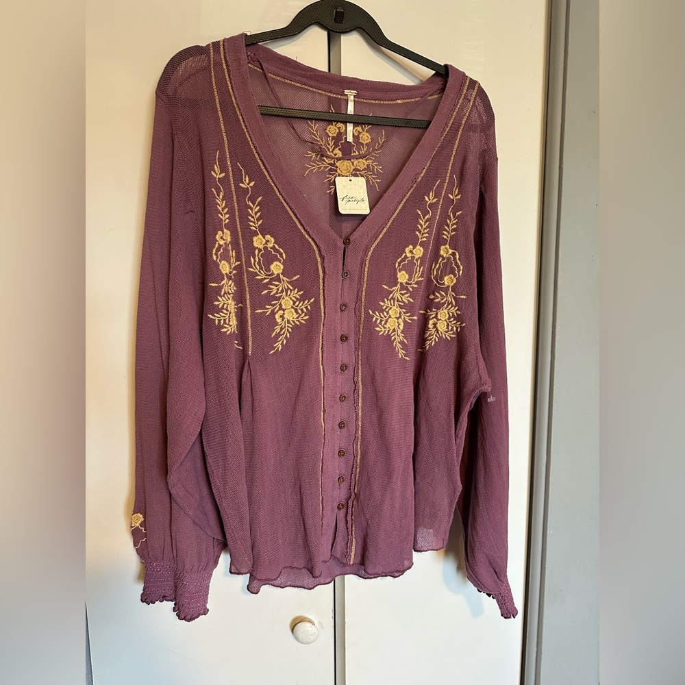 Free People Margie Embroidered Cardigan NWT - Picture 2 of 6